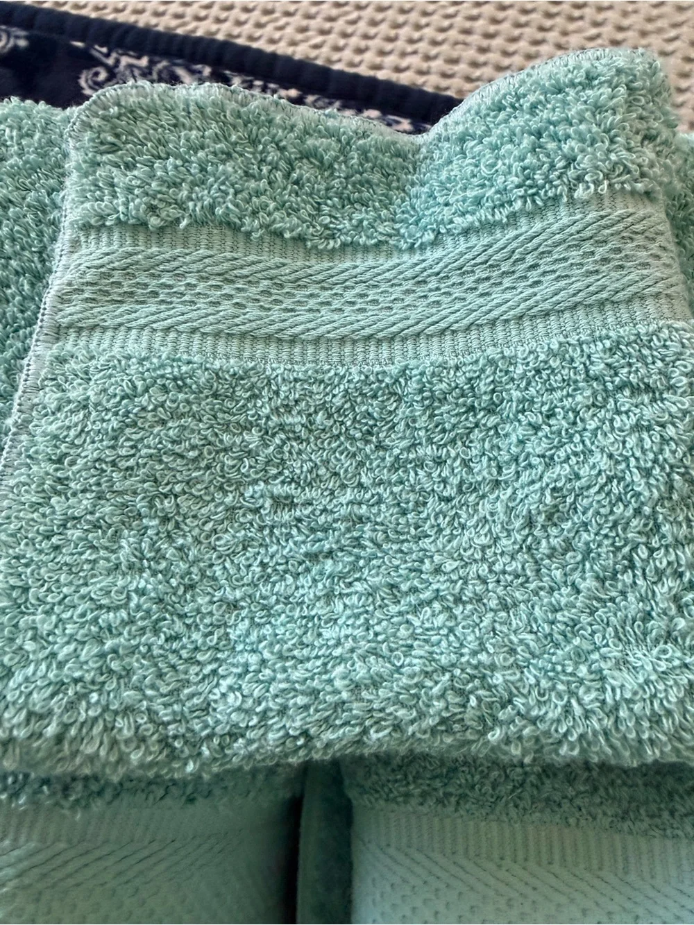 Aqua Cotton Bath Towels and one wash cloth